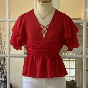 Blouse, Gauze, Red, Size S, Zara‎
